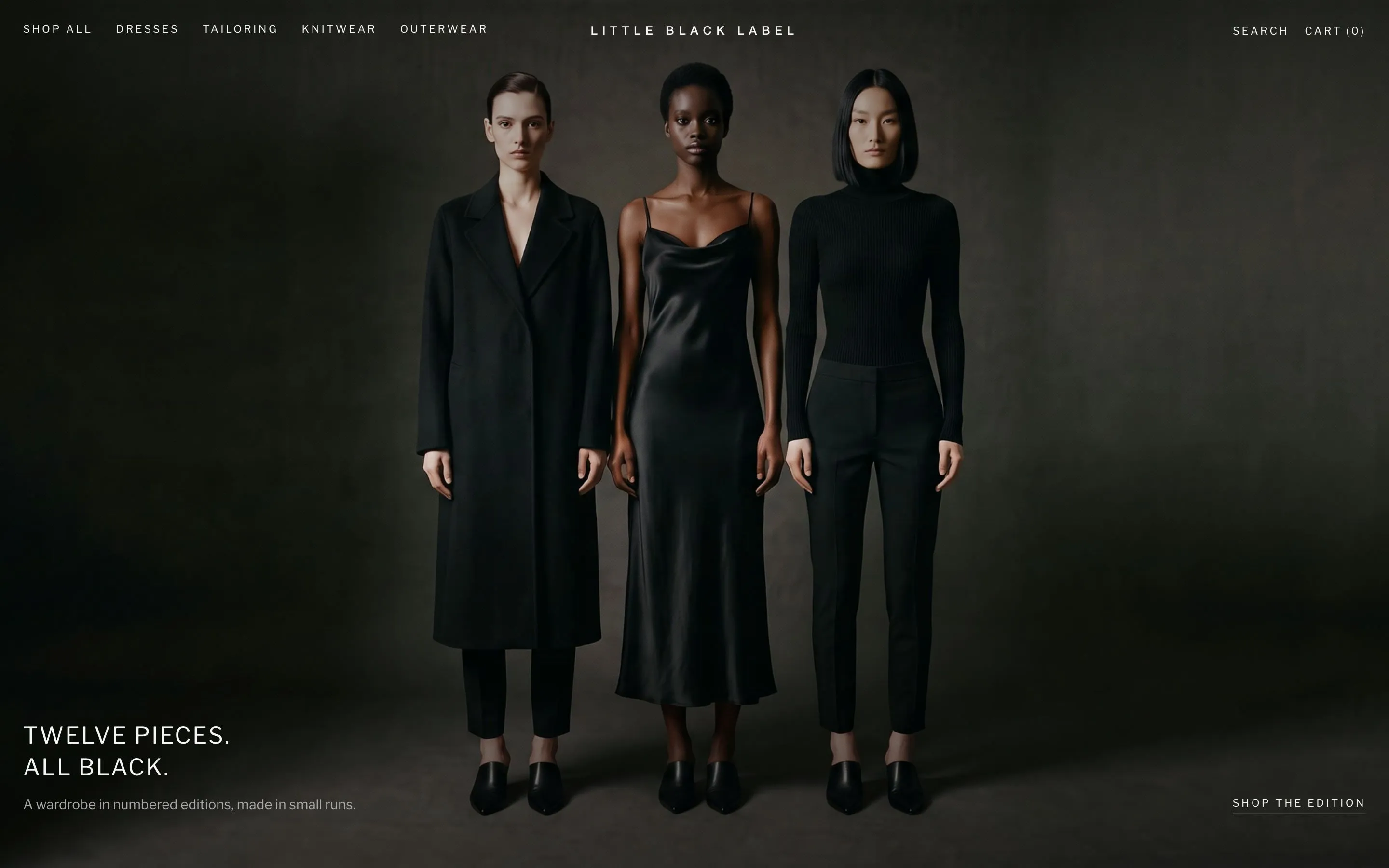 Little Black Label Shopify homepage