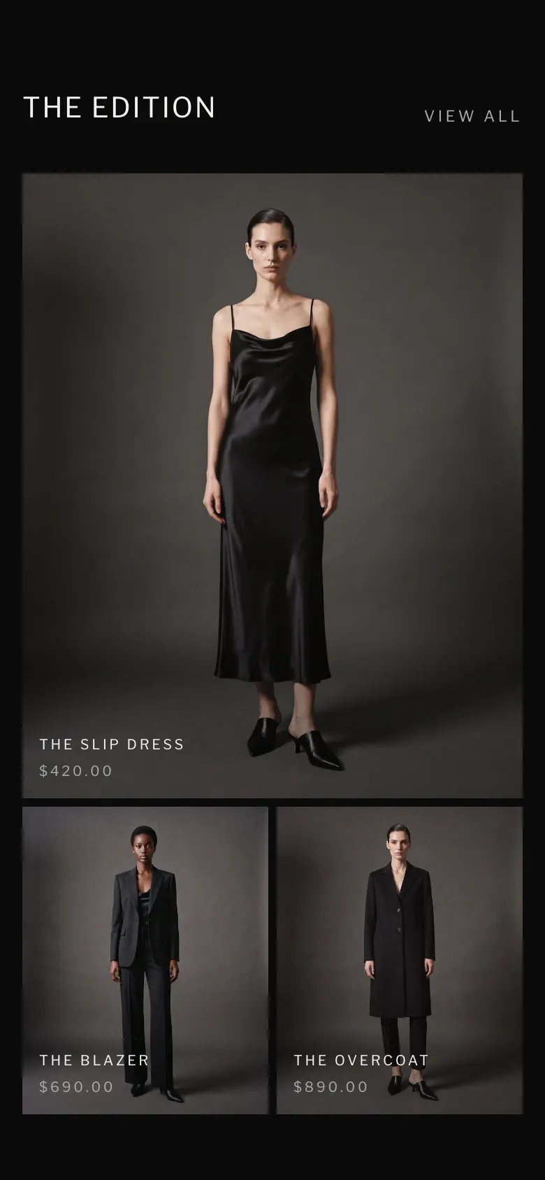Little Black Label, shopify collection section on mobile