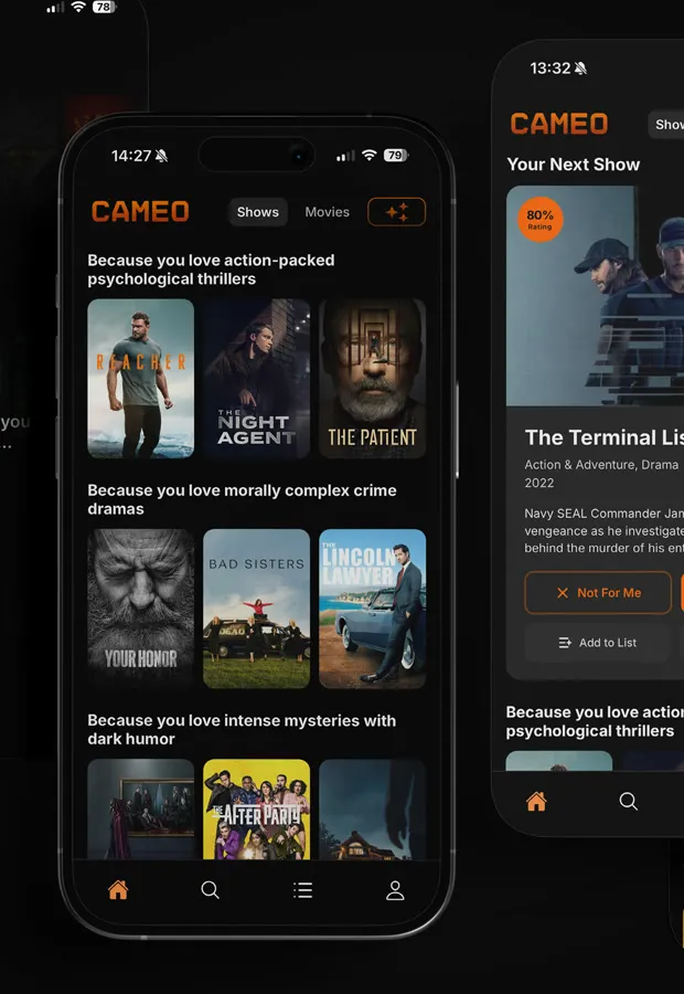 Cameo app screens