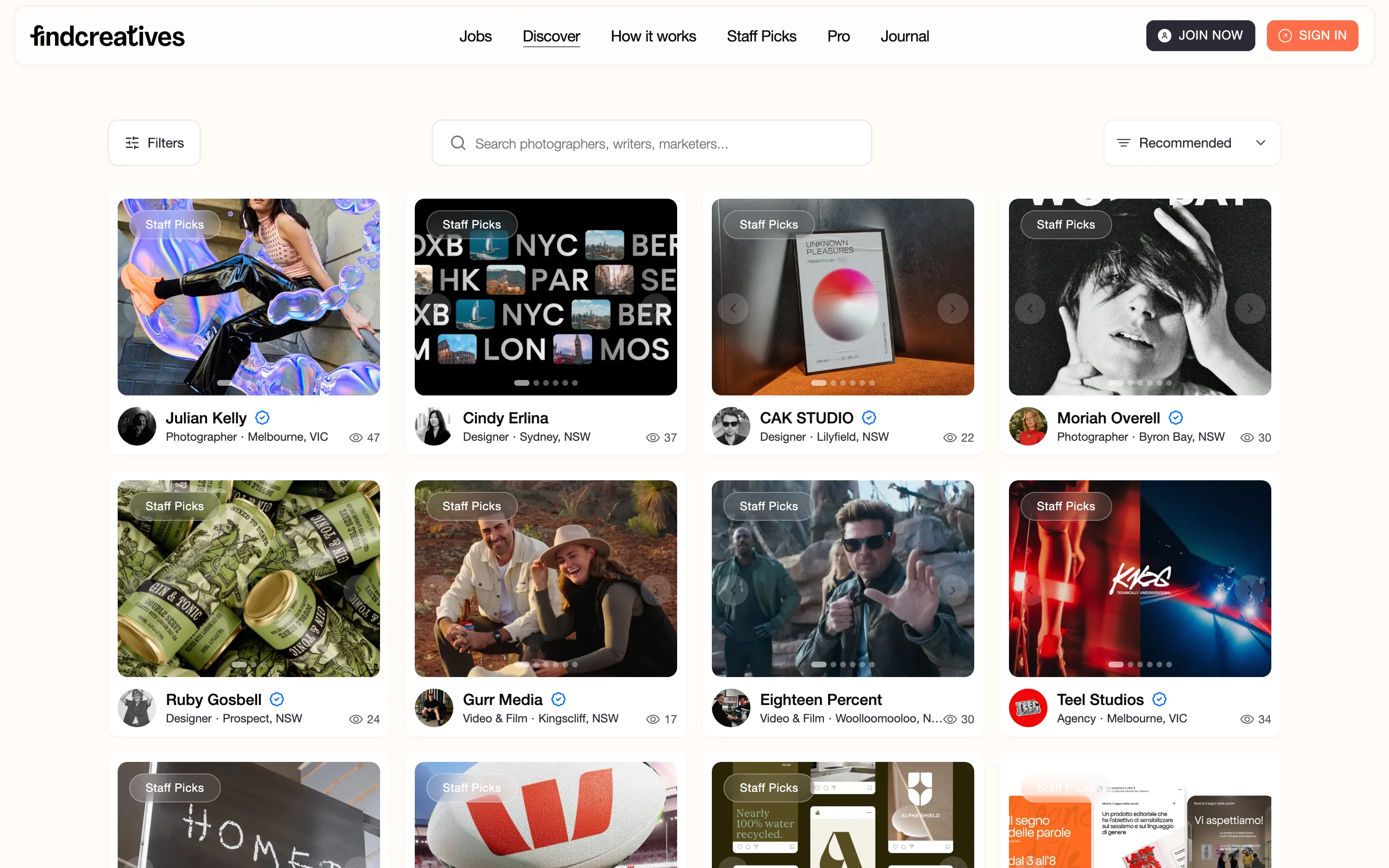 Find Creatives search