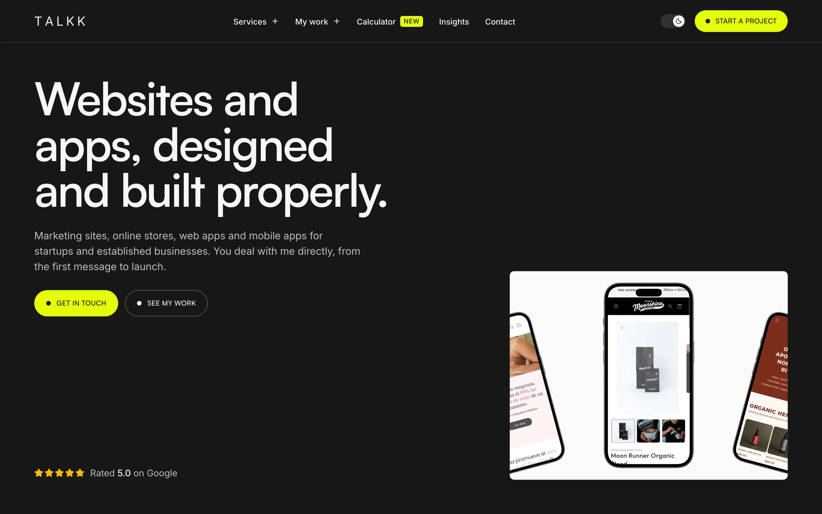 talkk.com.au home page, built on Astro and Sanity