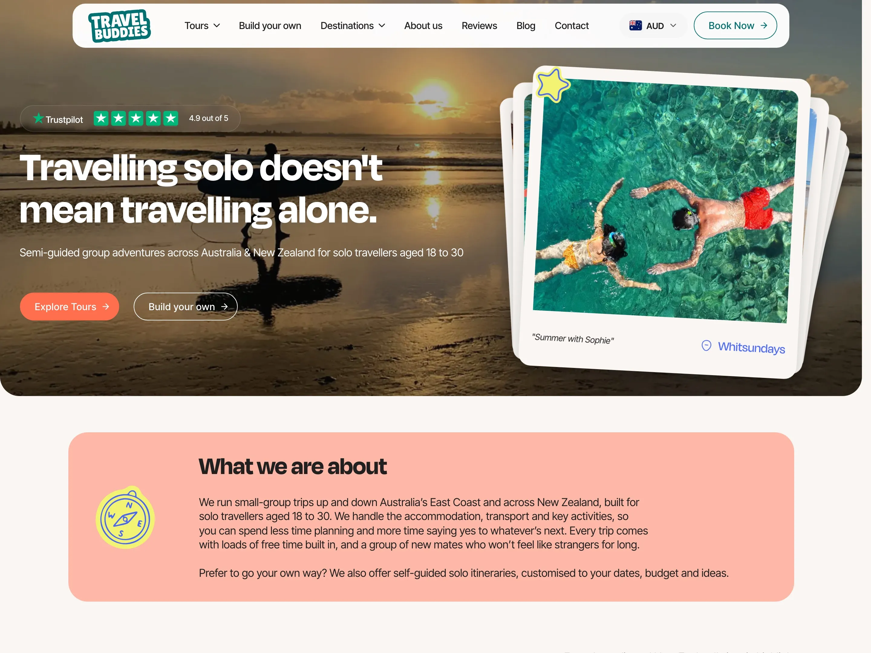 Travel Buddies website home page