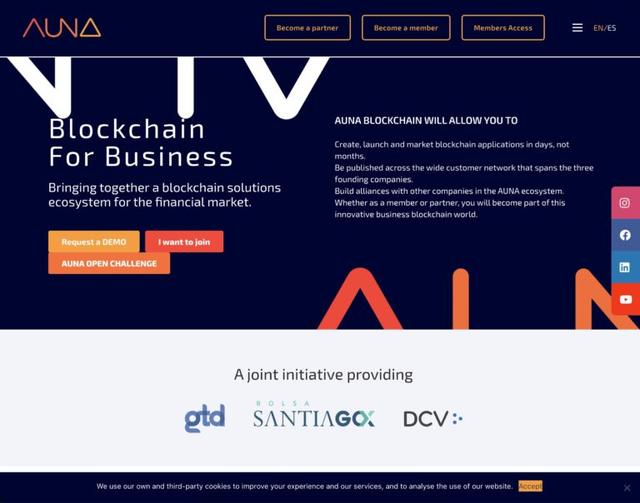 AUNA Blockchain website in WP